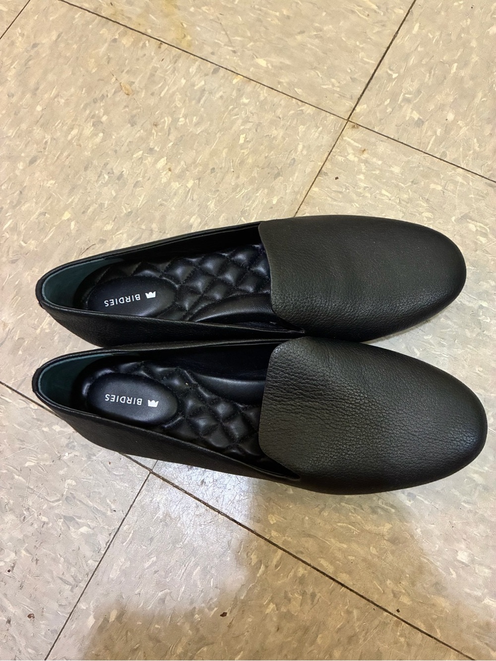Birdies Women's Black Slip-On Leather Loafers with Quilted Insole size 9 - Picture 4 of 6